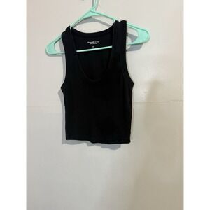 Abercrombie & Fitch A & F Essentials Black Cropped Robbed Tank Size S